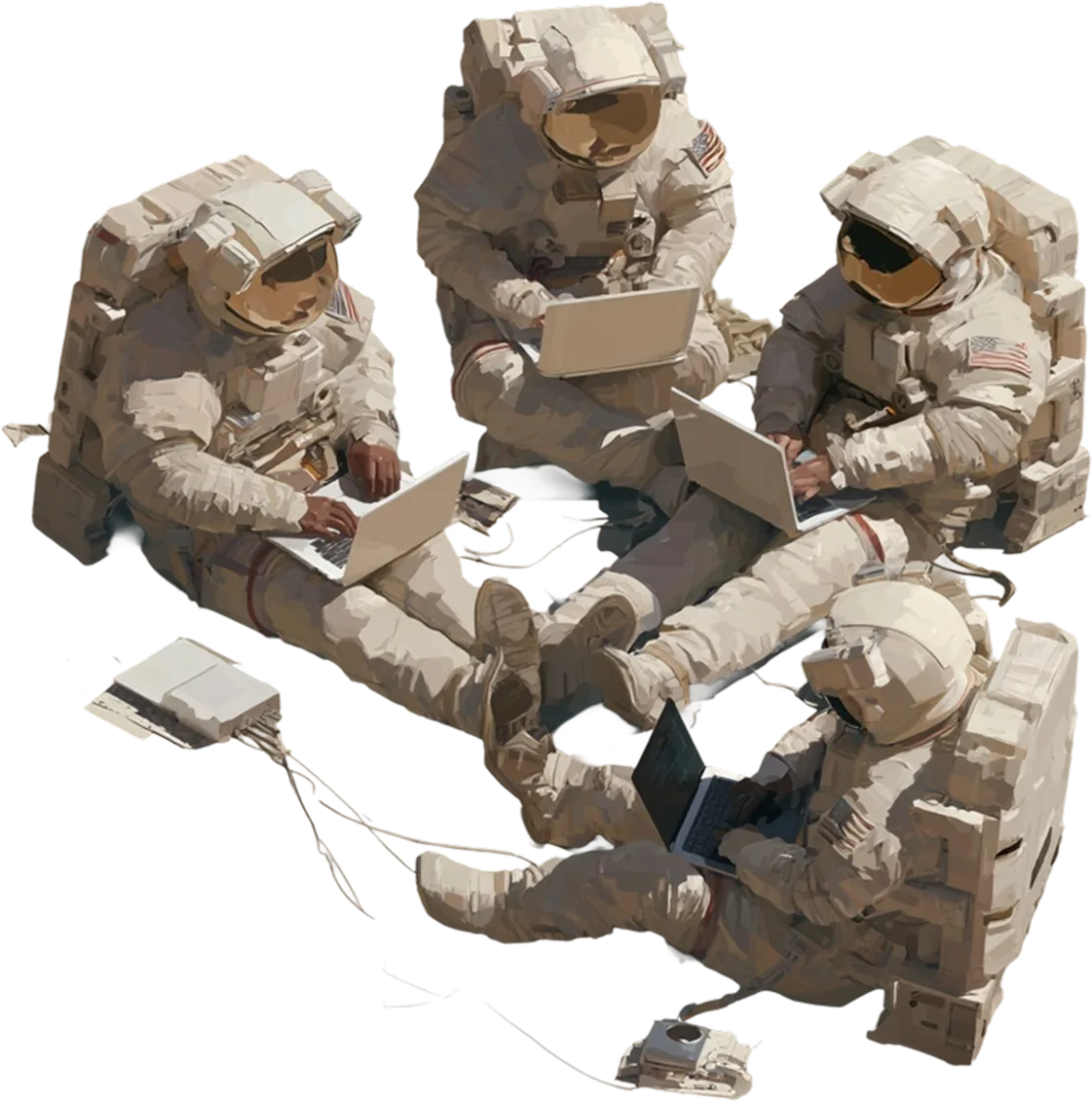 The Codebased team, illustrated as astronauts working on laptops